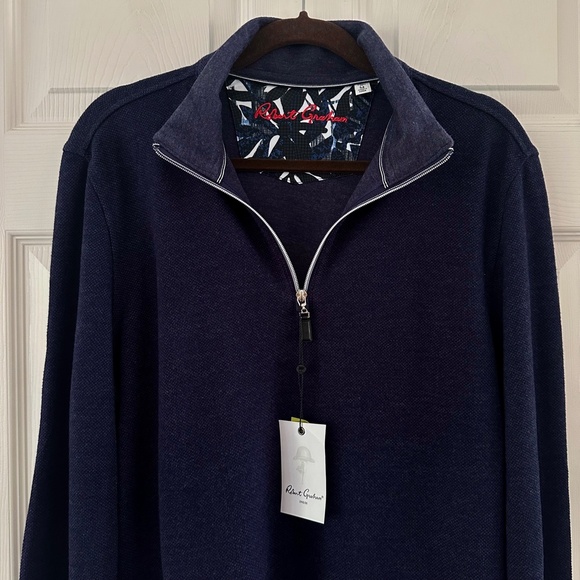 Robert Graham Eggleston 1/4 Zip Pullover Purple Blue Men’s Size Medium NWT - Picture 6 of 13